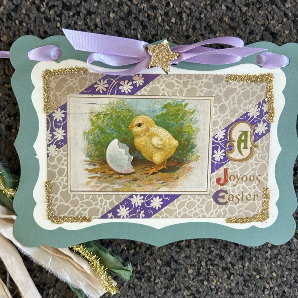 Easter postcard 1900’s vintage repurposed Holiday garland